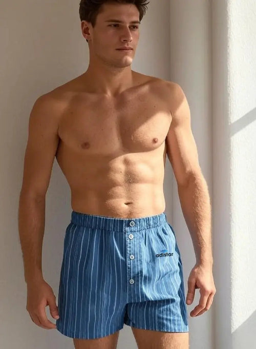 Blue Shorts with Vertical White Stripes Adistar Sialkot Pakistan