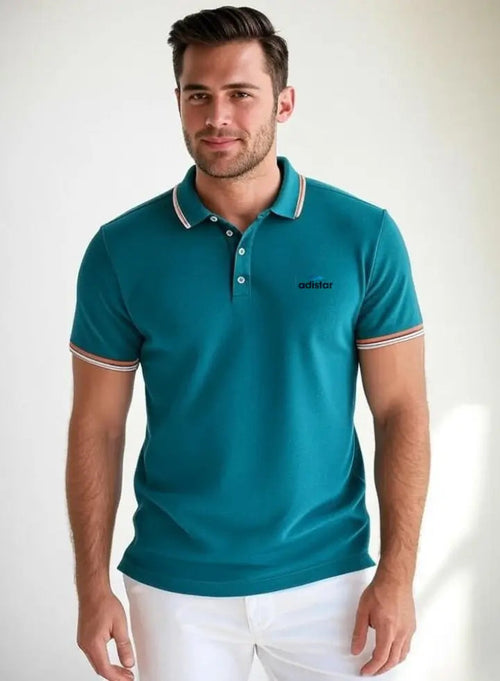 Teal Polo T Shirt-Orange &  White Trim Adistar Sialkot Pakistan