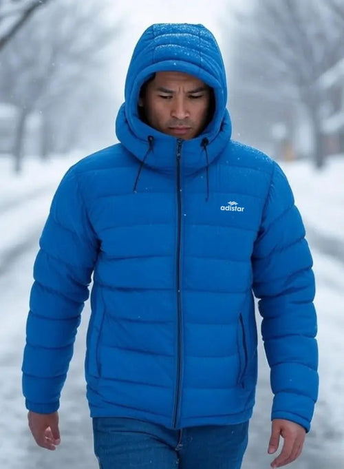 Man Blue Bubble Jacket Adistar Sialkot Pakistan