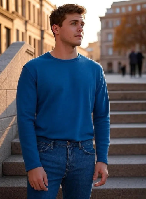 Men Drop Shoulder T Shirt Dark Blue Adistar Sialkot Pakistan