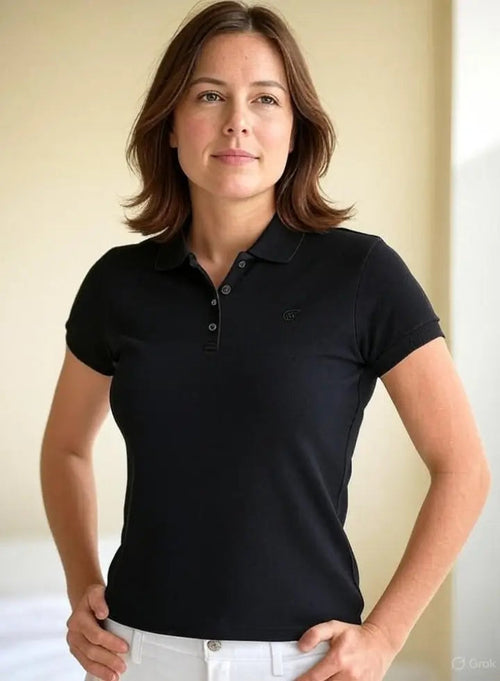Women Black Polo T- Shirt Adistar Sialkot Pakistan