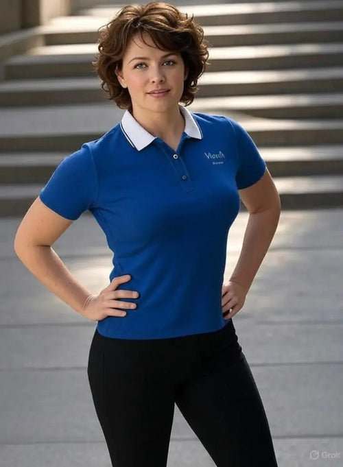 Women Dark Blue Polo T- Shirt with White Collar Adistar Sialkot Pakistan