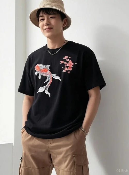 Men Black Embroidery Printing T-Shirt Adistar Sialkot Pakistan