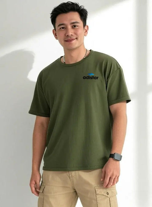 Men Drop Shoulder T Shirt Green Adistar Sialkot Pakistan