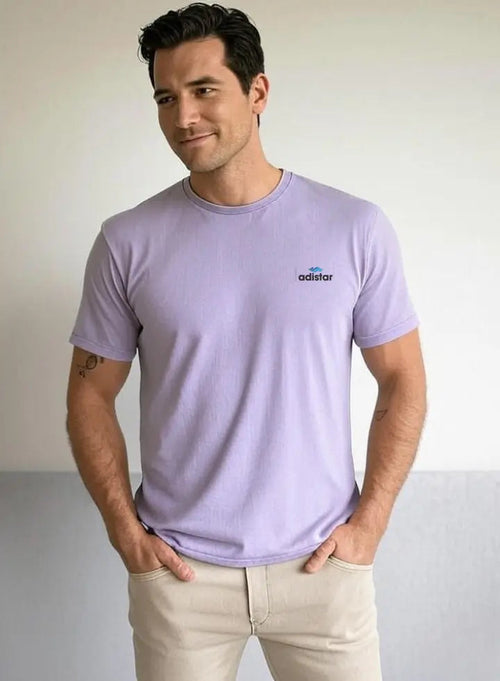 Men Light Purple T-Shirt Adistar Sialkot Pakistan