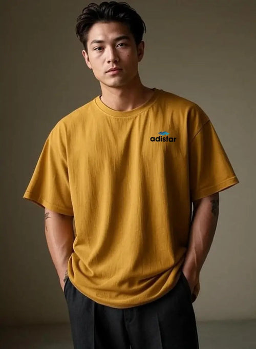 Men Drop Shoulder T Shirt Mustard Adistar Sialkot Pakistan
