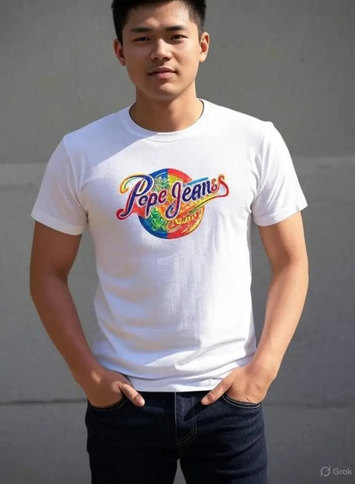 Men White Puff Printing T-Shirt Adistar Sialkot Pakistan