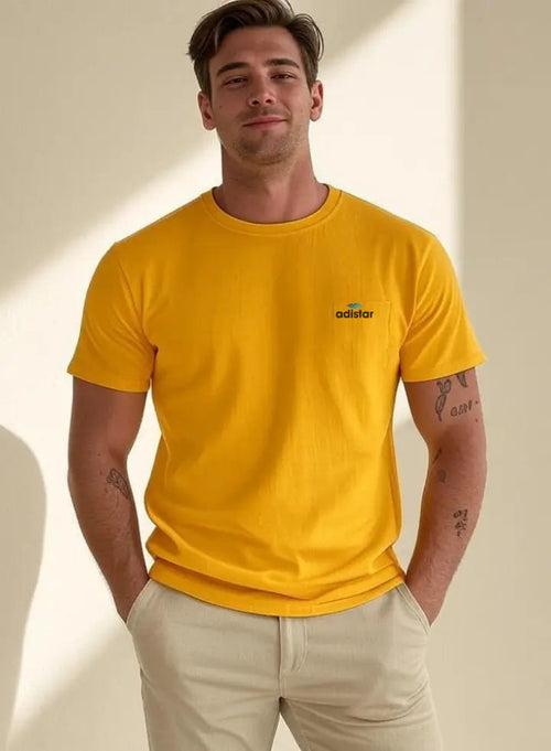Men Yellow T-Shirt Adistar Sialkot Pakistan