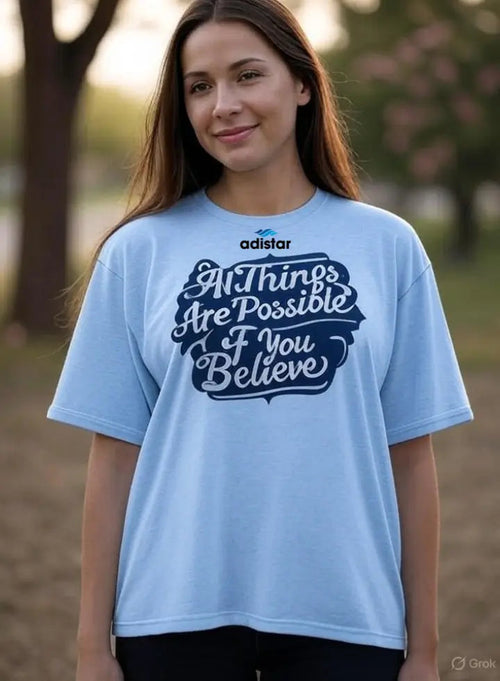 Women Drop Shoulder T Shirt Sky Blue Adistar Sialkot Pakistan