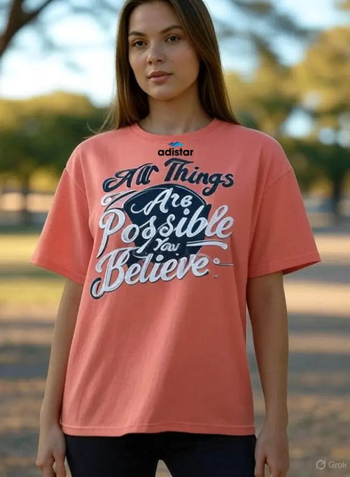 Women Drop Shoulder T Shirt Light Red Adistar Sialkot Pakistan