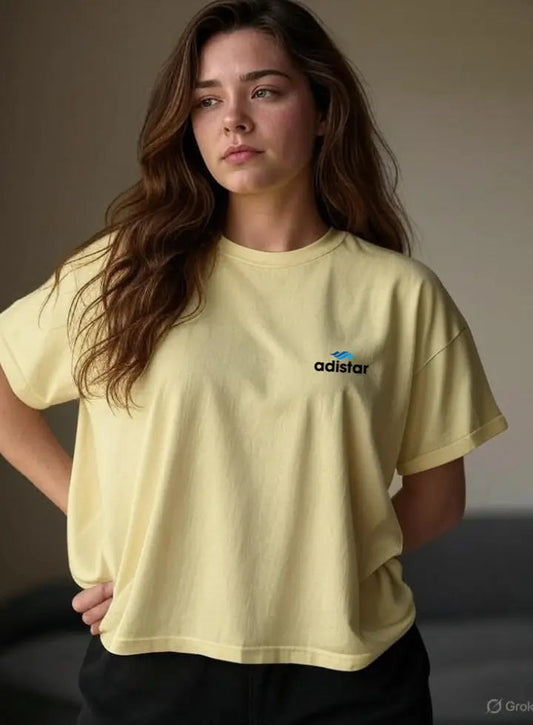 Women Drop Shoulder T Shirt Light Yellow Adistar Sialkot Pakistan