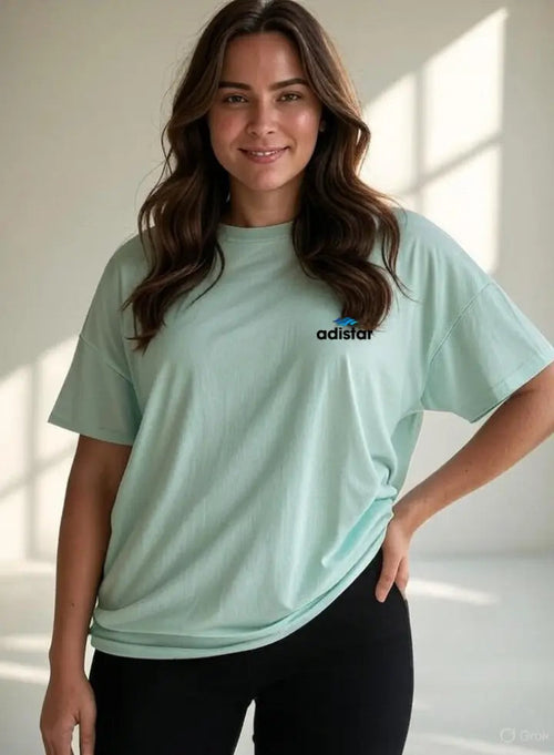 Women Drop Shoulder T Shirt Light Green Adistar Sialkot Pakistan