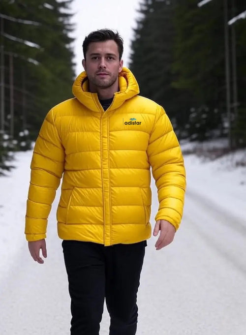 Man Yellow Bubble Jacket Adistar Sialkot Pakistan